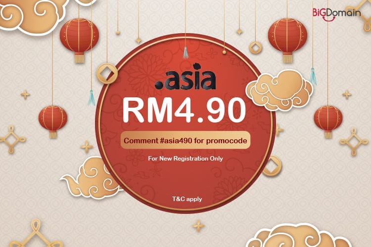 Get your .ASIA domain at RM4.90 only !!! 10