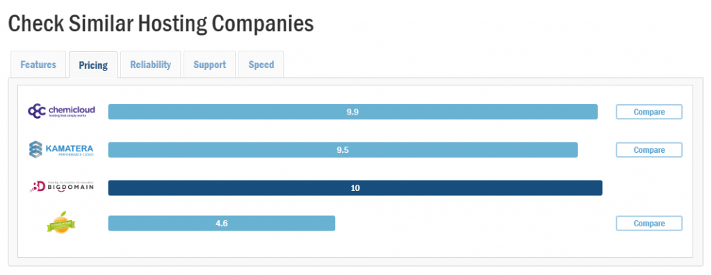 Bigdomain's outstanding review and rating - hostadvice 8