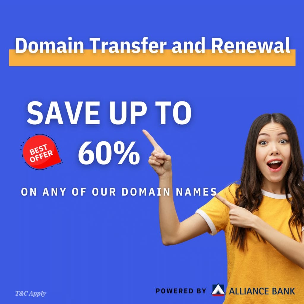 BEST DEAL: Claim FREE Domain Name and Save 60% on Domain Transfer and Renew 25