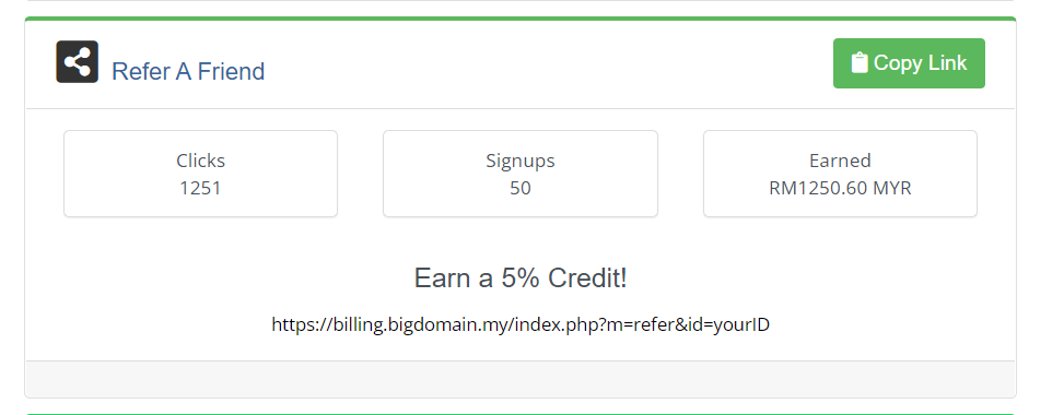 Earn 5% When you refer Big Domain to your friend | Join Big Domain Referral Program NOW! 1 Big Domain Referral Program, Make Money with us now!
