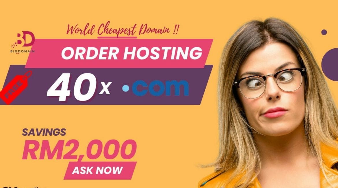 Bigdomain hosting free 40 .COM domain saving up to RM2000