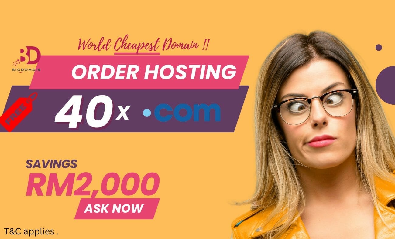 a Hosting that give you FREE 40 x .COM Domain worth RM2,000 | Pre 2023 New Year Offer | End by 31/Dec/2022