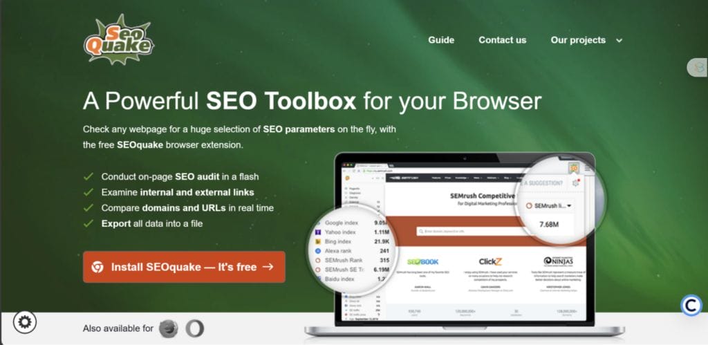 SEO Free Tools: SEOquake
