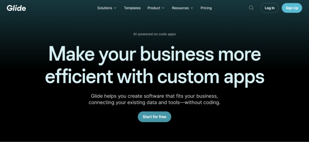 Example of Glide App Landing Page Hero Section
