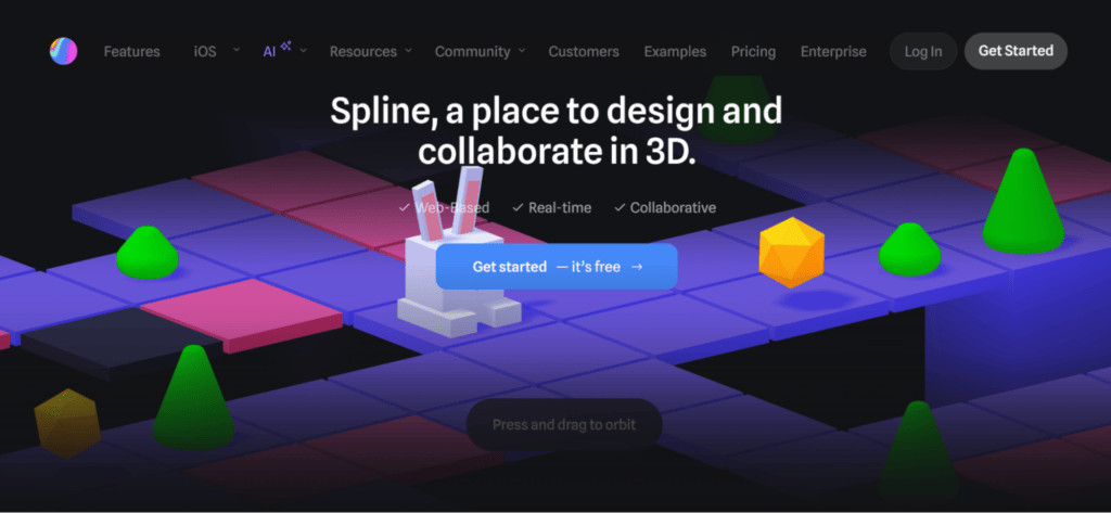 Interactable 3D Elements on Spline Design Website
