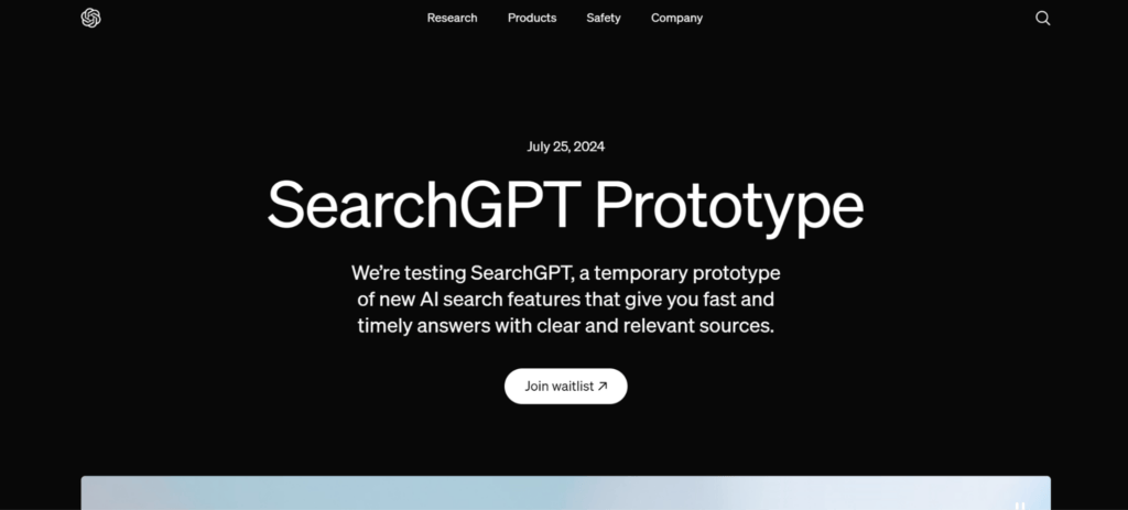 SearchGPT Landing Page
