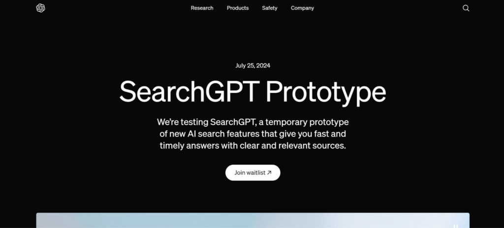 SearchGPT Landing Page